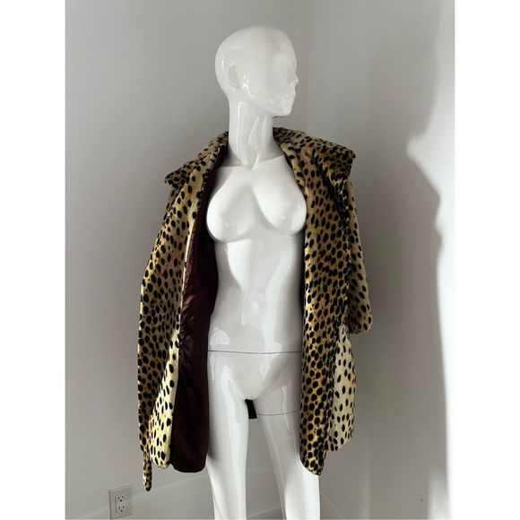 1950’s-1960’s Vintage Faux Leopard Fur Short Rope Wrap Coat with waist belt and - Picture 15 of 16